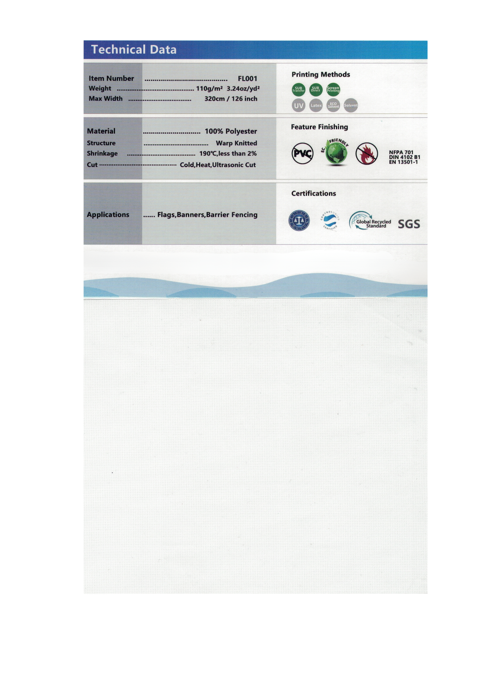 Tela bandera 110G